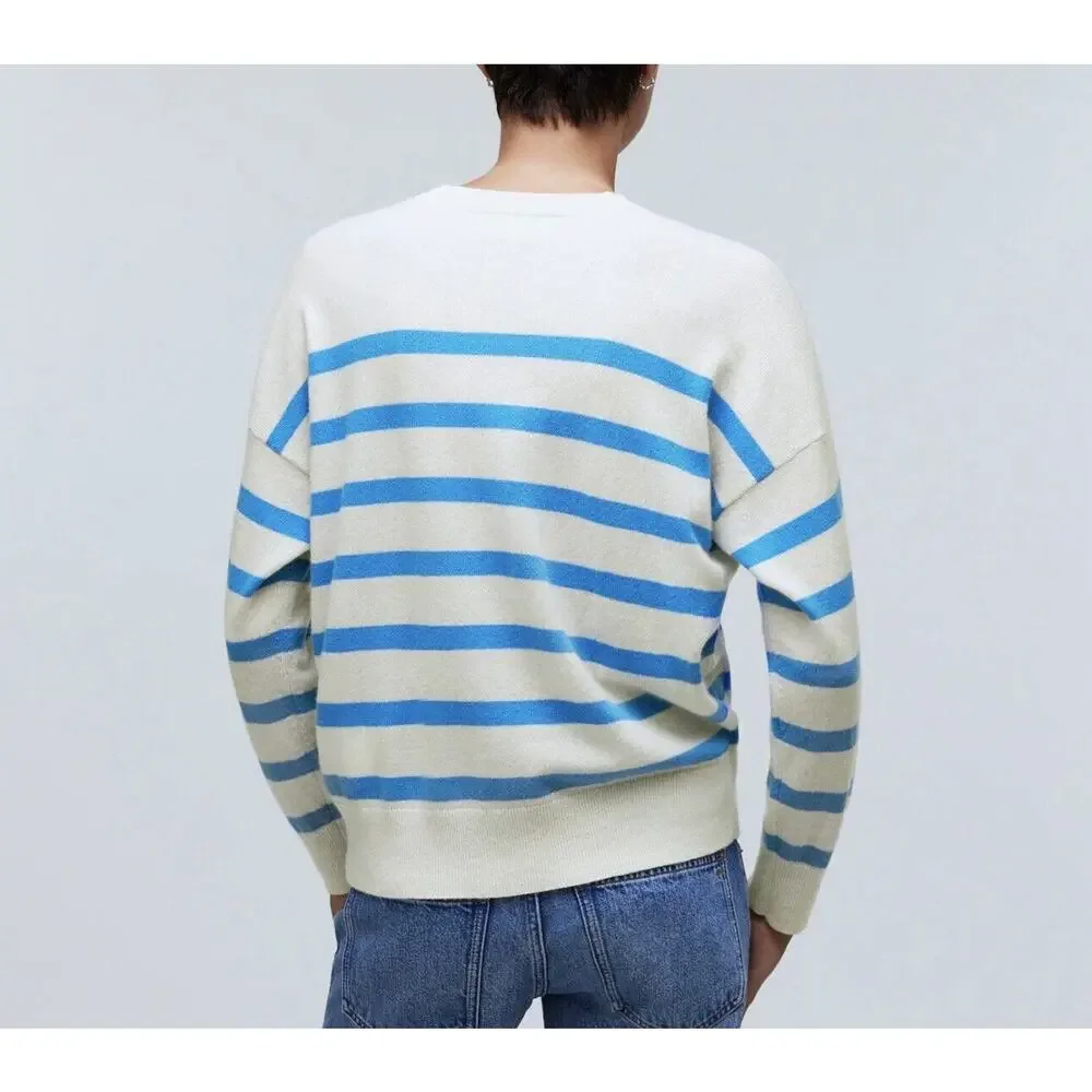NWT Madewell Womens (Re)sponsible Cashmere Sweater Medium Oversized Striped - Picture 4 of 14